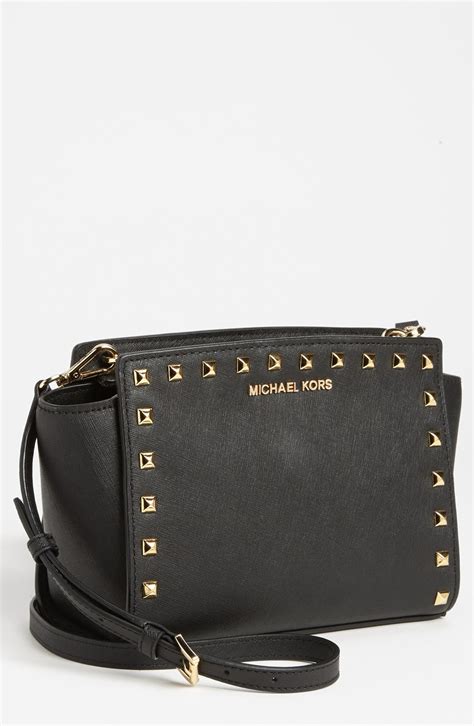 michael kors selma studded black crossbody bag